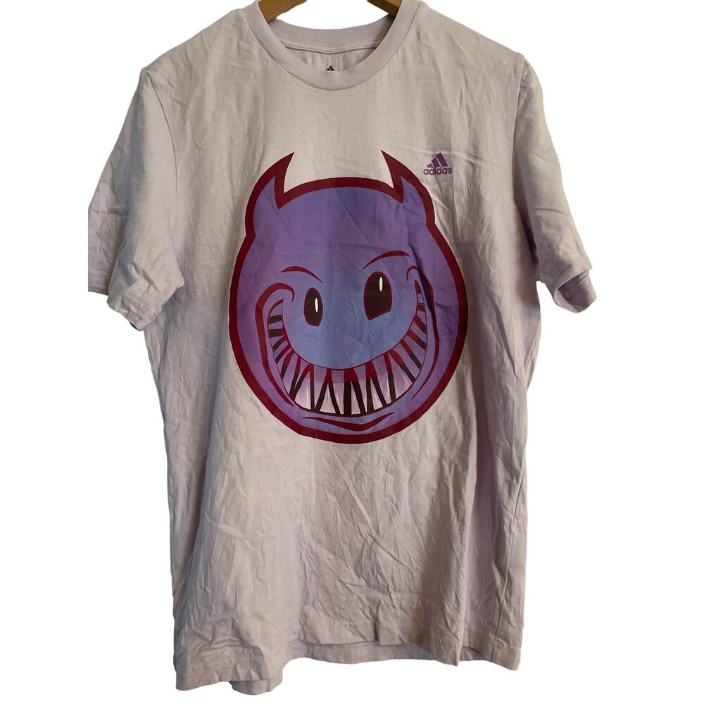 Adidas Men's Size M Purple Tint Graphic Big Mood Purple Devil Emoji